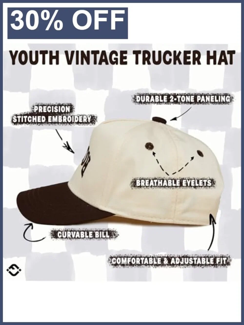 Kids 2 Tone Trucker Snapback Hat Cotton Polyester Baseball Cap